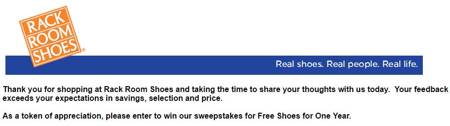 Rack Room Shoes Survey Sweepstakes Purchase Shoes Win Coupon